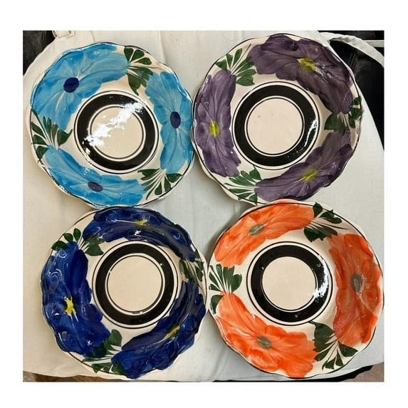 4-Made in Mexico Grande Liso Plato Hondo Para Menudo Caldo Pozole Sopa Pozolero Ceramico Cazo Casserole Dish Serving Bowl Soup Cereal Beans Rice Stew Mole Frijol Carnitas 7" Mexicana