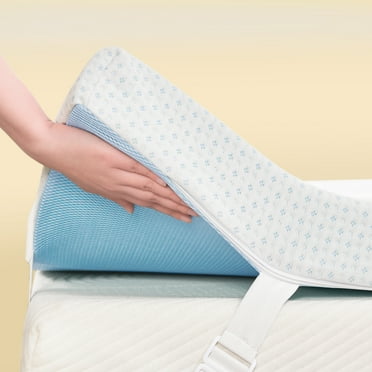 4" Mattress Topper, Gel-Infused Memory Foam Mattress Topper with Soft Breathable Cover– CertiPUR-US Certified, Adjustable Straps, Machine-Washable (4",Queen)