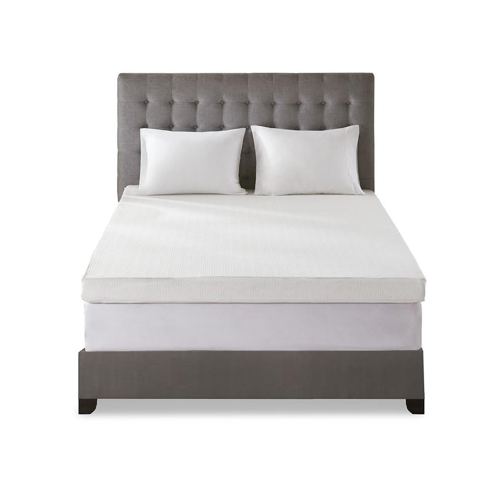 4" White Memory Foam Mattress Topper with Moisture Management