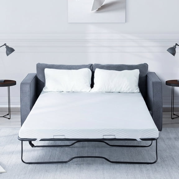 4" Memory Foam Sofa Bed Replacement Mattress, Queen Size Gel Cooling Sleeper Couch Mattress, CertiPUR-US Certified, Fiberglass Free