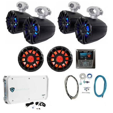 (4) Memphis Audio 6.5" Wakeboard Speakers+Amplifier+(2) Subs+Bluetooth Receiver