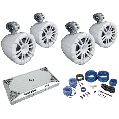 (4) Memphis Audio MXA82TW 8" Marine Wakeboard Tower Speakers+Infinity Amplifier
