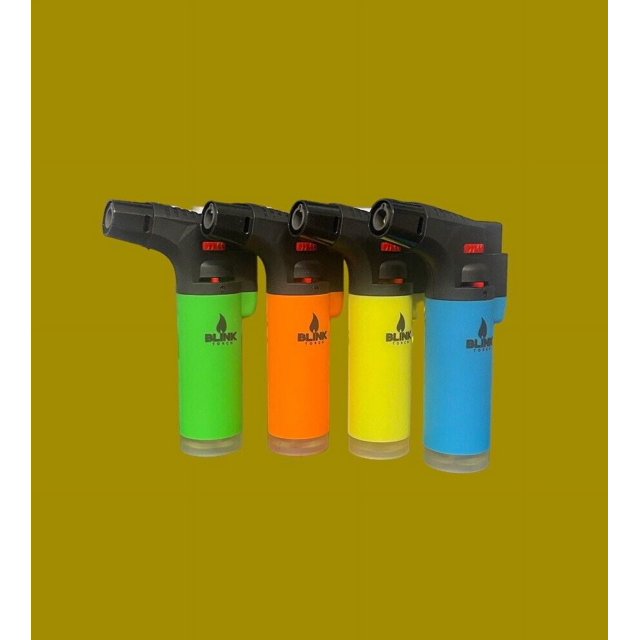 4 Metal Blink Butane Torch Lighter Neon Adjustable 1300° BlueFlame