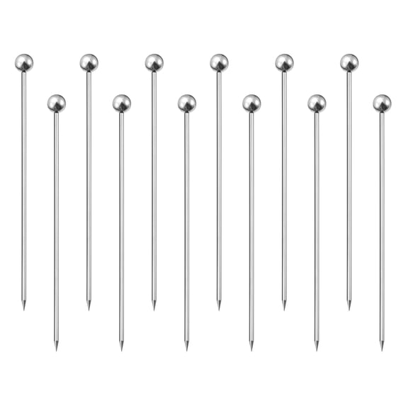4" Metal Cocktail Toothpicks Round Bead Drink Picks Cocktail Skewers 12Pack