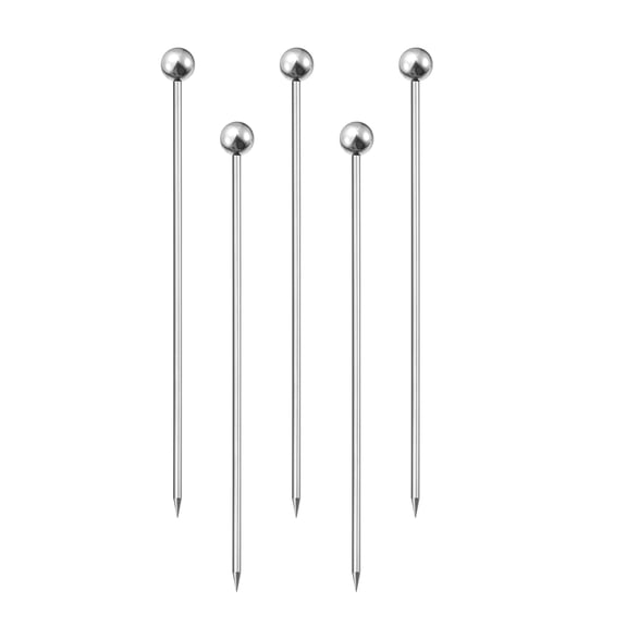 4" Metal Cocktail Toothpicks Round Bead Drink Picks Cocktail Skewers 5Pack