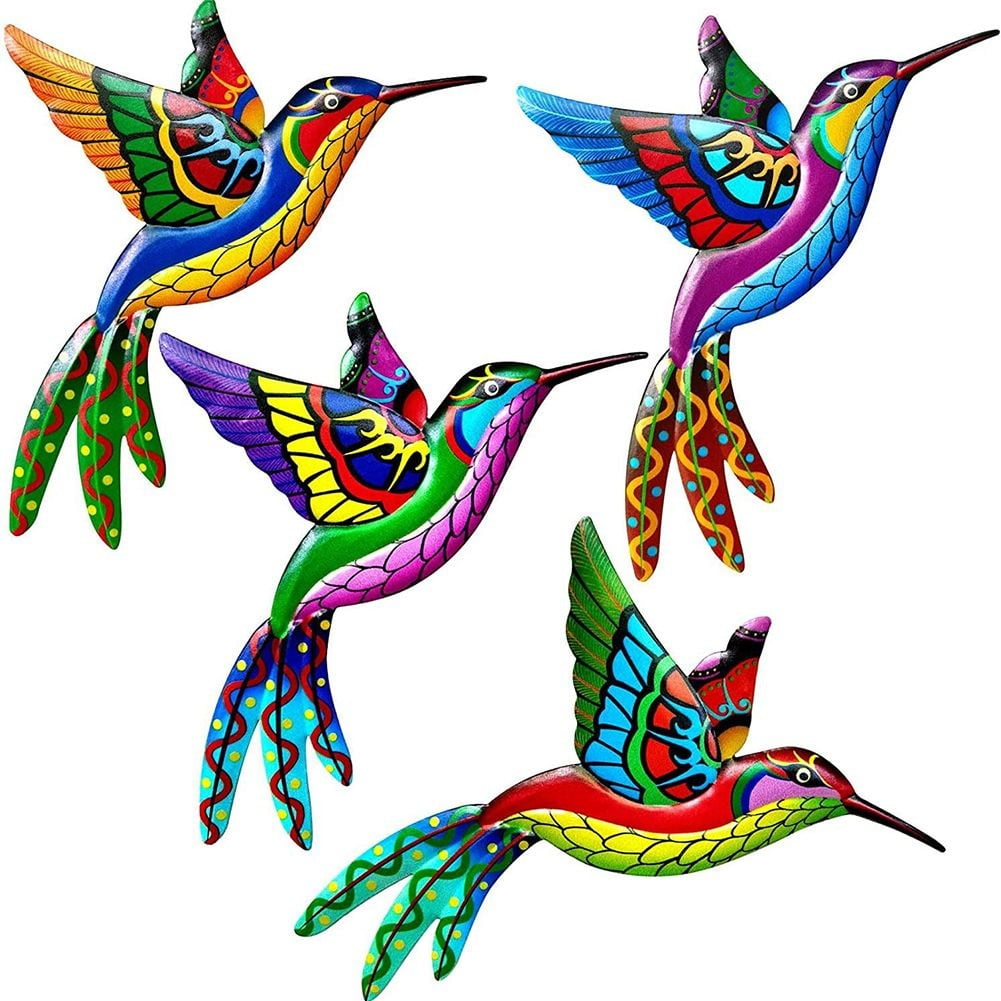 Vibrant 3D Metal Hummingbird Wall Art Set