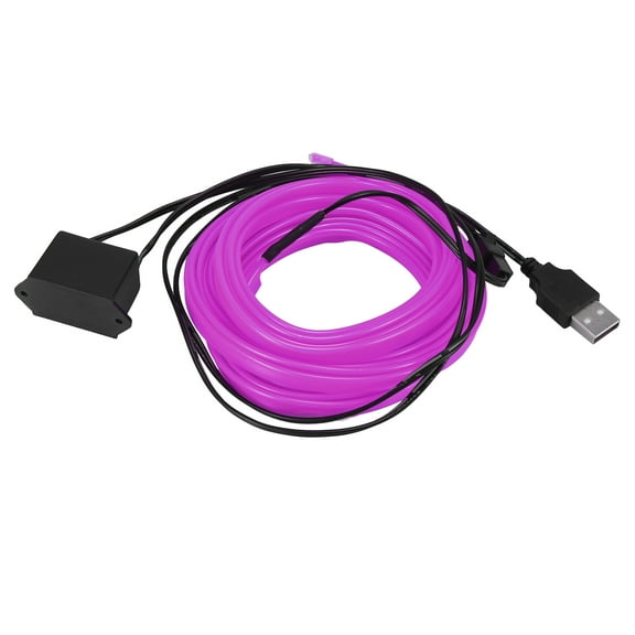 4 Meter/13ft Interior USB Neon EL Wire String Strip Purple Cold Light Glow String Strip Set for Car