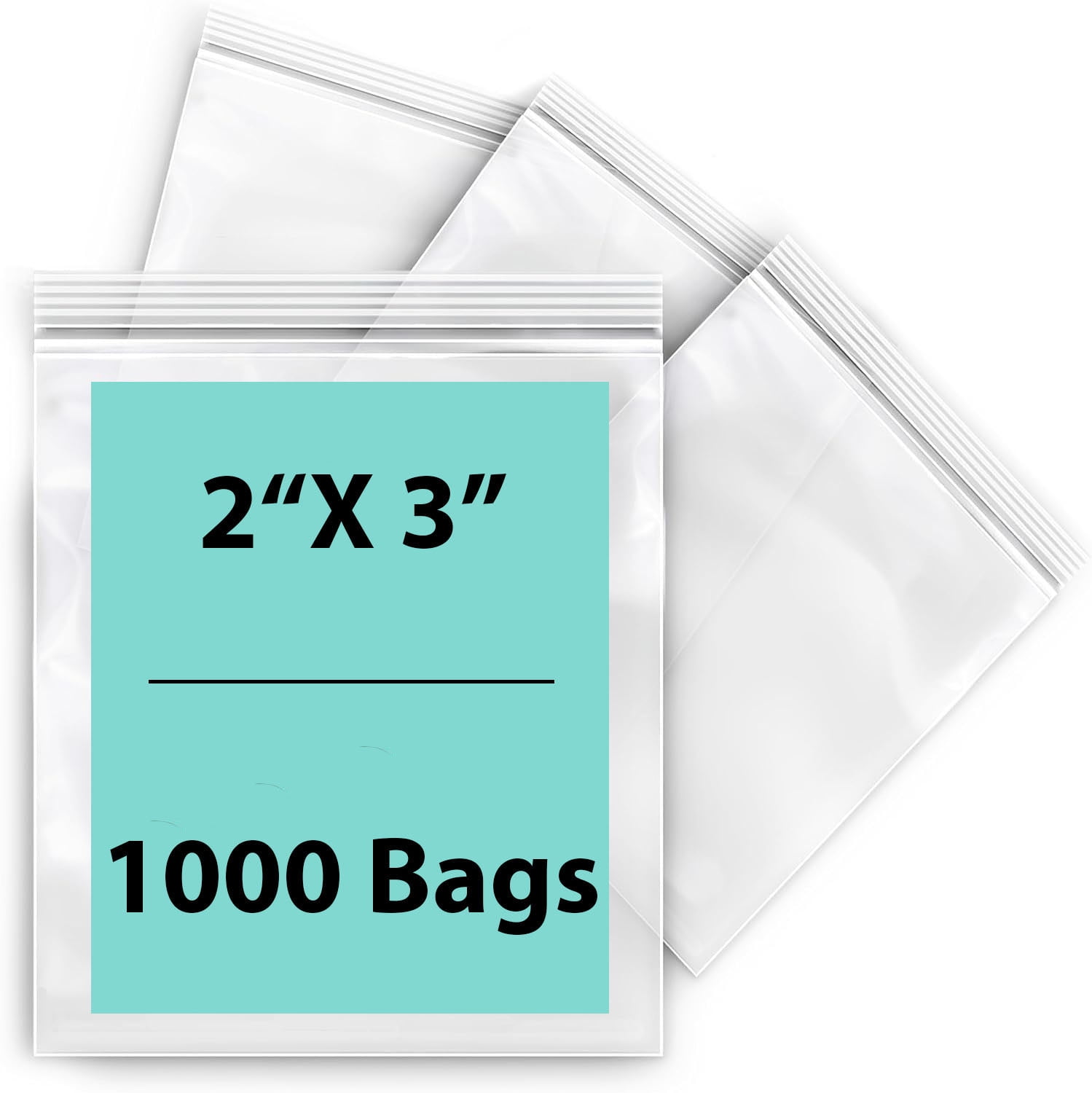 1000 Ziplock Bags 2x3 Reclosable Clear Poly Bag 2 x 3 2mil Plastic Baggies (LZ 1.4 Fre)