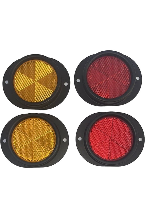 4 Military Vehicle Reflectors- 2 each Red/Amber Lens + Black Body