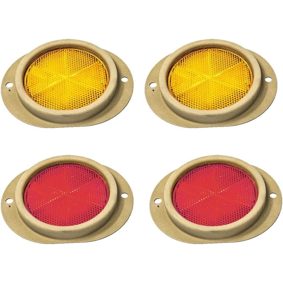 4 Military Vehicle Reflectors- 2 each Red/Amber Lens + Tan Body