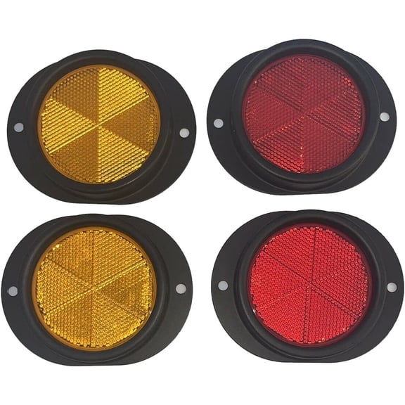 4 Military Vehicle Reflectors, Black Body 2 Red 2 Yellow, fits M998 FMTV LMTV M925 M935