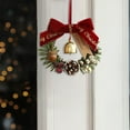 thumbnail image 1 of 4" Mini Christmas Wreath,Christmas Cabinet Wreath for Kitchen with Bows,Pinecones,Nuts,Berries and Bell - Small Hanging Artificial Wreath for Window Home Chair Front Door Wall Indoor,Dark Red #01, 1 of 4