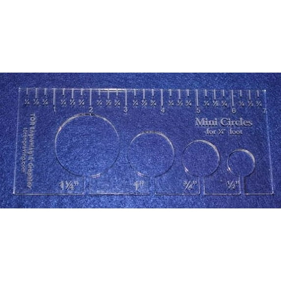 4 Mini Circles Template for 1/4" Foot Clear with Ruler 1/4" Thick