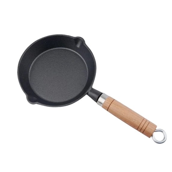 4" Mini Skillet, Single Egg Frying Pan Nonestick Serve Eggs Round Omelet Pan with Long Wood Handle Small Tiny Pans for Home Kitchen Cookware Utensil for Pancake Stove Gas Induction Hob