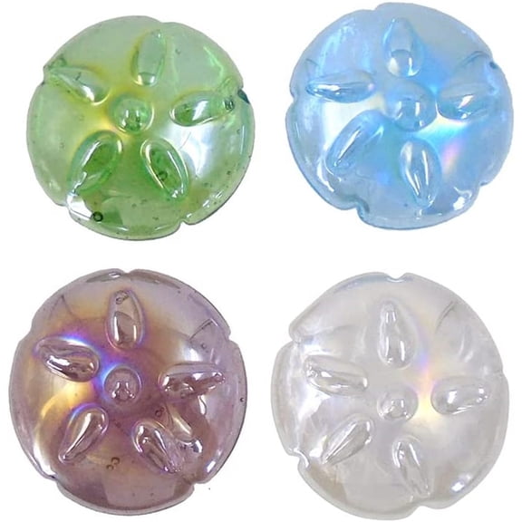 4 Mini Glass Sand Dollar Paperweights