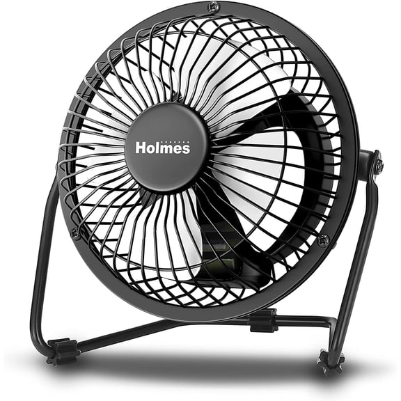 4" Mini High-Velocity Personal Desk Fan, 4 Blades, Adjustable 360 Head Tilt, Durable Metal Construction, Single Speed, Ideal for Home, Dorm Rooms, Bedrooms, or Offices, Black