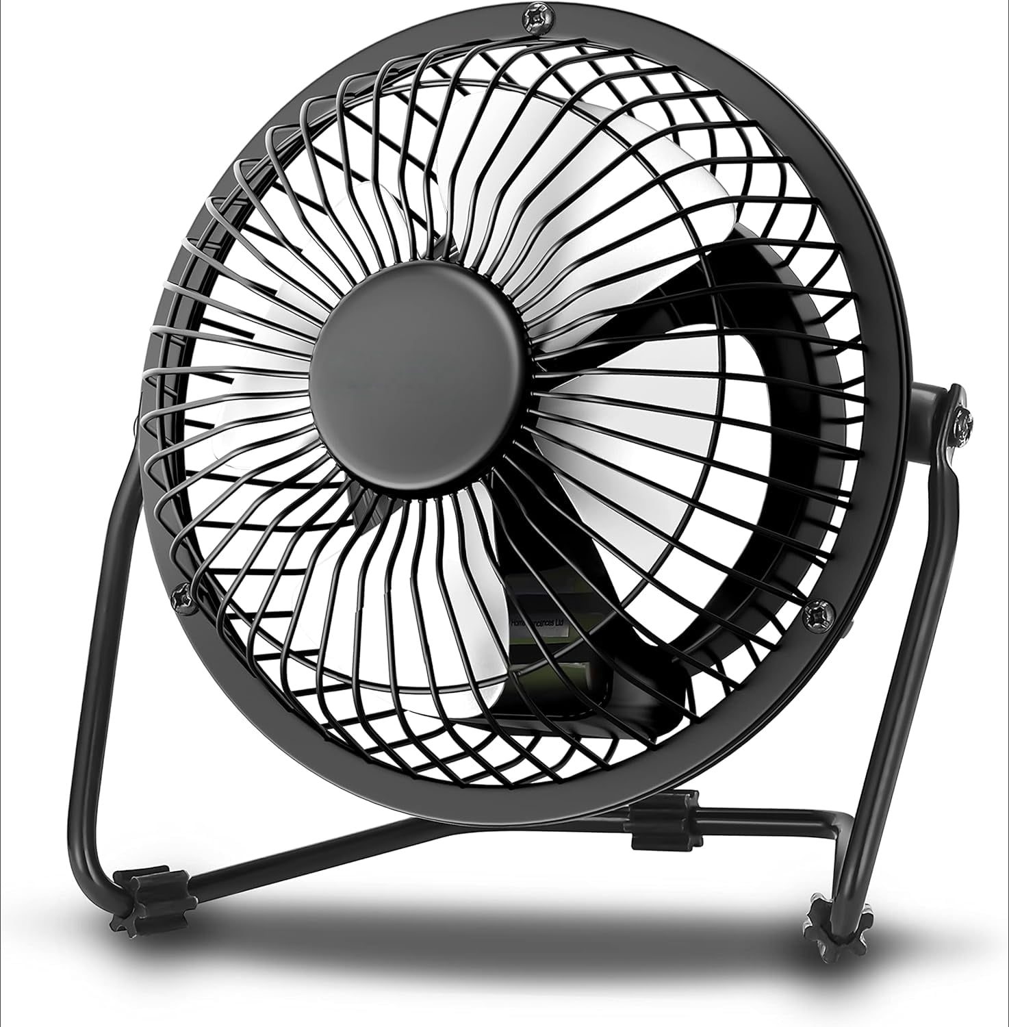 4" Mini High-Velocity Personal Desk Fan, 4 Blades, Adjustable 360° Head Tilt, Durable Metal Construction, Single Speed, Ideal for Home, Dorm Rooms, Bedrooms, or Offices, Black