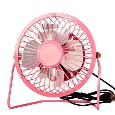 4" Mini High-Velocity Personal Desk Fan, 4 Blades, Adjustable 360° Head Tilt, Durable Metal Construction, Single Speed, Ideal for Home, Dorm Rooms, Bedrooms, or Offices, Pink