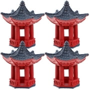4 Mini Pagoda Figurines for Zen Garden Decor