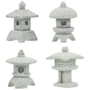 4 Mini Pagoda Statues for Zen Garden Decor and Housewarming Gift