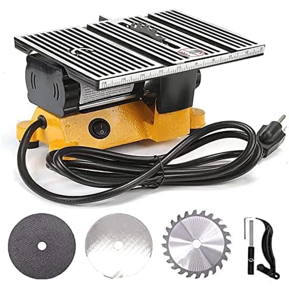 4" Mini Portable Table Saw, Mini Hobby, Small Cutting Machine, Portable Worksite Table Saw for DIY Handmade Wooden Model Crafts, Metal, Ceramic Tile, Glass Cutting not cut steel and iron