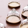 thumbnail image 1 of 4" Mini Wooden Cake dessert Tray plate with Clear Glass Dome,Multi-Purpose Macaron Dessert/Cheese/Chocolate/Pastry/Cookie/Cake Plates Dish,Preserving Serving Dessert Glassware Kitchen Supplies, 1 of 8