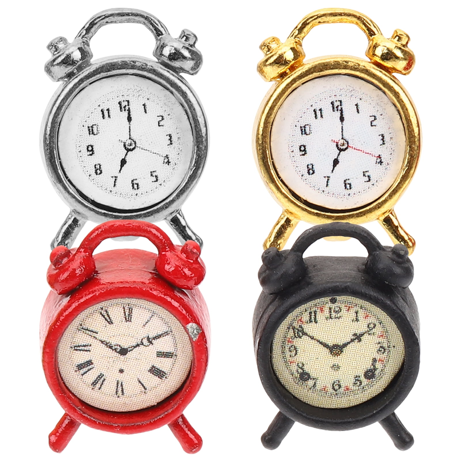 4 Miniature Alarms Dollhouse Clock DIY Craft 1:12 Scale Cute Tiny ...