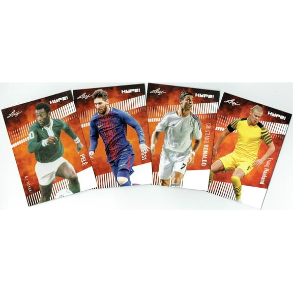 4) Mint Card Lot Pele Lionel Messi C. Ronaldo E. Haaland 2022 HYPE! #4 World Cup