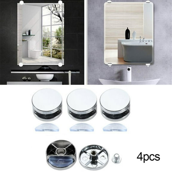 4*Mirror Clips Zinc Alloy Glass Clips Clamps Holder Round Wall Mounting Clip