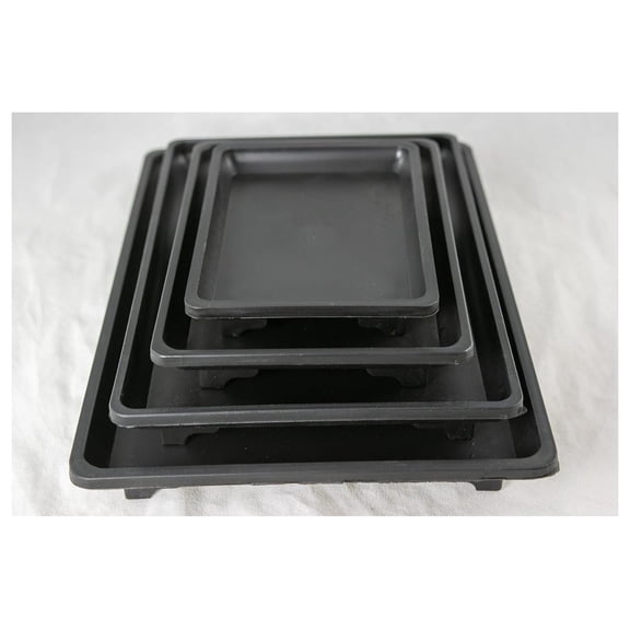 4 Mix Rectangular Black Plastic Humidity/Drip Tray for Bonsai Tree and House Indoor Plants 5.25"/ 7"/ 9"/10.5" (4MIX PHT)