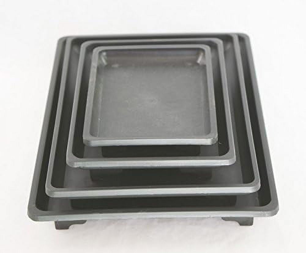 4 Mix Rectangular Black Plastic Humidity Tray For Bonsai Tree And House Plants 5.25"/ 7"/ 9"/10.