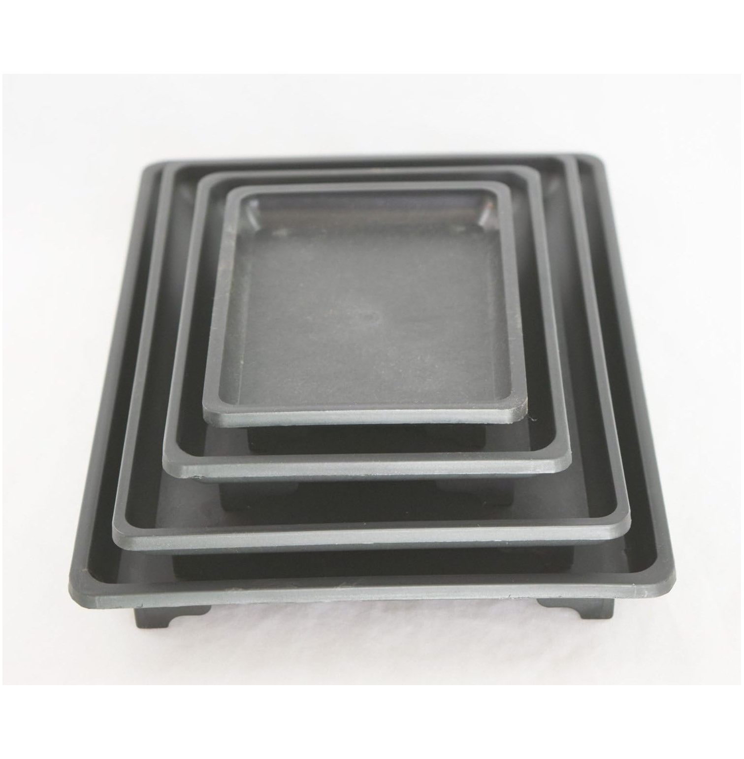 4 Mix Rectangular Black Plastic Humidity Tray for Bonsai Tree and House