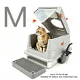 thumbnail image 1 of 4-Mode Switchable Stainless Steel Cat Litter Box, Leak-Proof Easy Clean Medium Litter Box with Sand-Proof Pedal & Scoop for Multi-Cat Families, 1 of 4