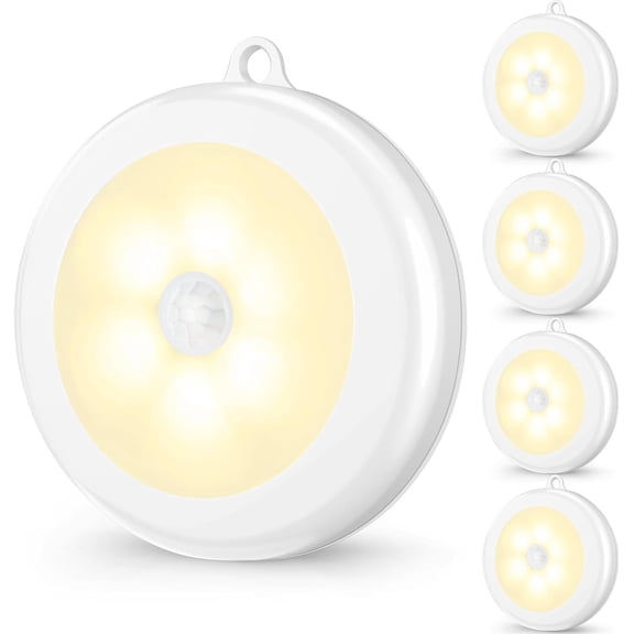 4  Motion Sensor  Night Light, Cordless - -  Closet Lights, Safe Lighting for Stairs, Cabinet, Neutral White