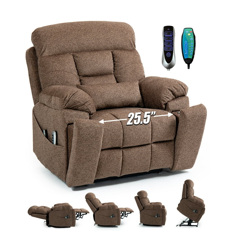 4 Motor Lay Flat Power Lift Recliner Chair with Heat Massage Power Adjustable Headrest Backrest Lumbar Legrest Big Tall Recline Chair with