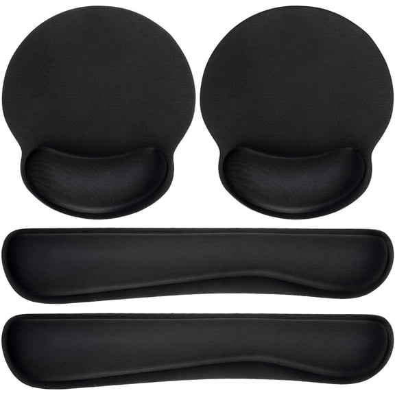 4 Mouse Pad and Wrist Support Set, Memory Foam, Office Home Gaming Use