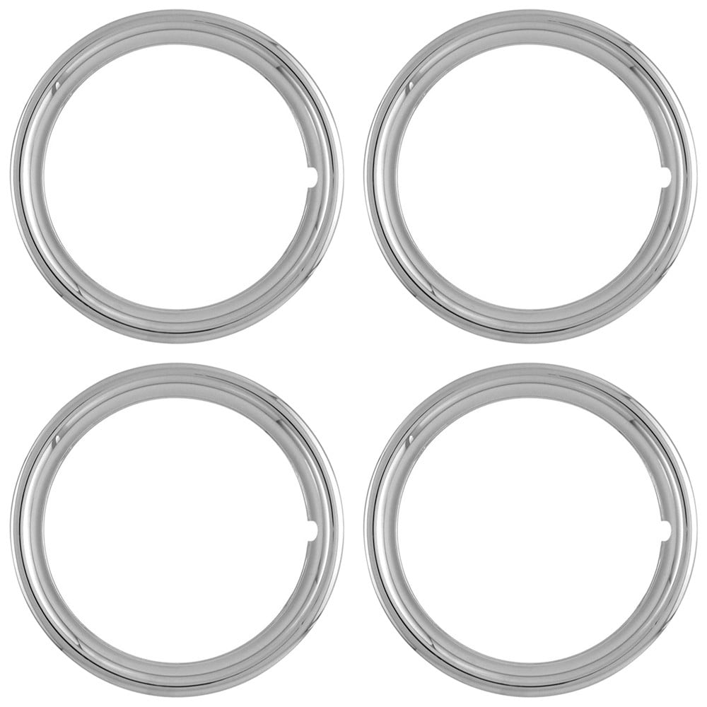 4 NEW 15' CHROME Steel Wheel Trim Rings Beauty Rims Glamour Ring Rim ...