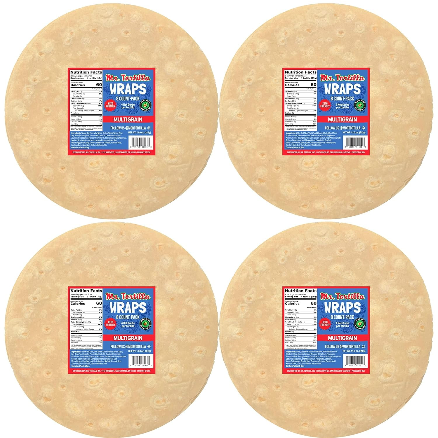 4 Net Carb Tortillas - Delicious Soft Taco Shells - Healthy Keto Food Wraps - Organic Wheat Flour - Great For Pizza Crust, Quesadilla, Burrito - 32 Wraps