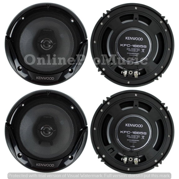4) New Kenwood KFC-1666S 6.5 Inch 600 Watt 2-Way Car Audio Door Coaxial Speakers