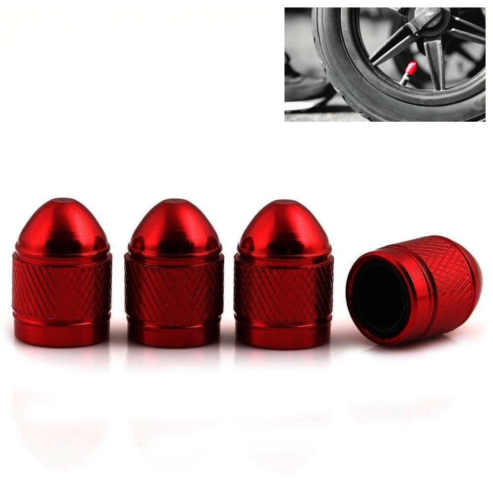 New Red Aluminum Metal Valve Air Caps Tire Wheel Stem Car Truck Suv  Universal