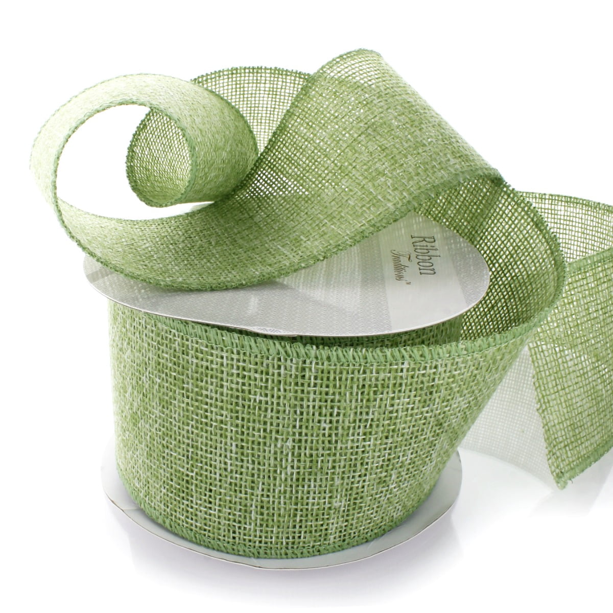 4" Non-Wired Burlap Ribbon Country Green 10 Yards