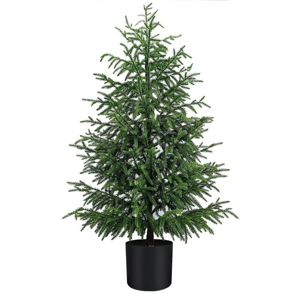 4'Norfolk Pine Artificial Potted Christmas Tree UV Resistant Indoor Outdoor Natural Look Decorative Planter Topiary