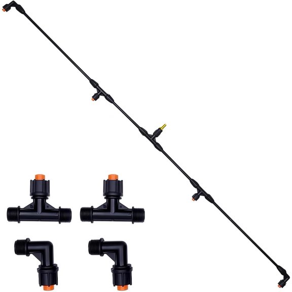 4-Nozzle Poly Boom Wand with 3/8" Brass Fitting – Convertible to 2 Nozzles, Lightweight for Garden, Farm (Boom Wand 01)