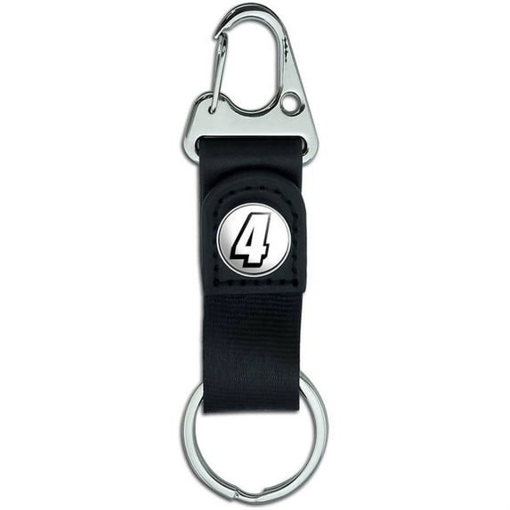 4 Number Four Belt Clip On Carabiner Leather Keychain Fabric Key Ring