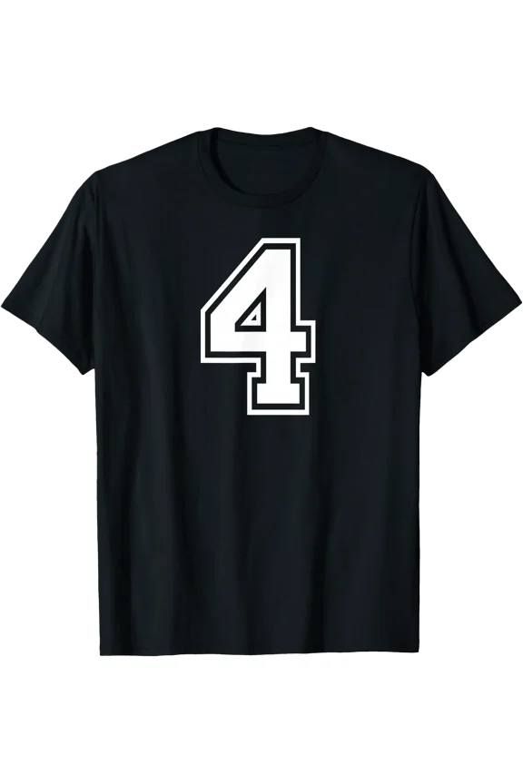 4 Number Four Team Sports Graphic Design Matching Varsity T-Shirt