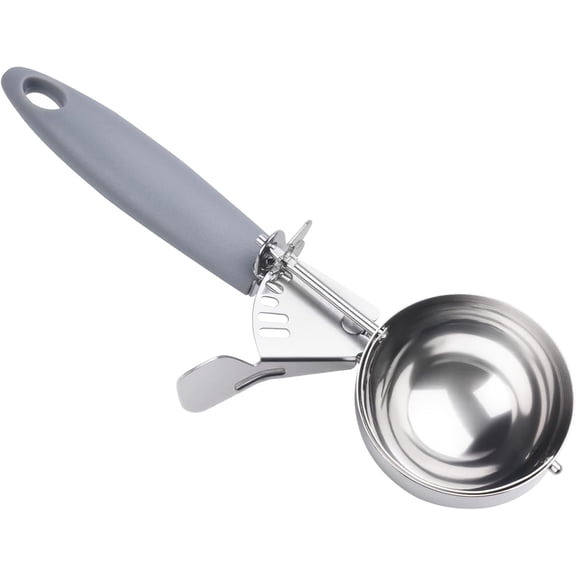 4 OZ Scoop, Large Ice Cream Scoop With Trigger, Disher, Size #8 (1/2 Cup) Cookie Scoop, Muffin Scoop, Cupcake Scoop, Gray Handle, For Cookie, Cupcake, Muffin, Ice Cream, Rice