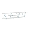 thumbnail image 1 of 4 Open Shelves Storage Tv Stand In White And Blue, Mid Century Modern 56 Inch Low Tv Unit Solid Wood Entertainment Centre Blue Stand, With, 1 of 2