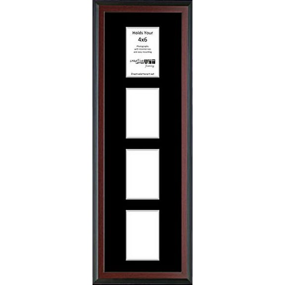 4 Opening Vertical Mahogany Frame with Black Mat to hold 4x6 photographs for your Name, Special Word or Collage