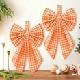 thumbnail image 1 of Under 4$! Orange Gingham Christmas Tree Topper Bow, 9.8 x 7.1 Inch Large Plaid Christmas Bow with Hanging Loop, Wreath Bow for Tree Door and Holiday Party Decor, 1 of 4