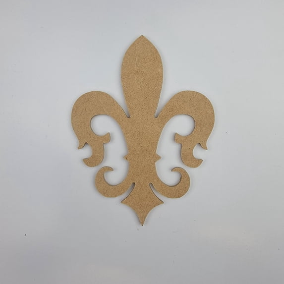 4" Ornate Fleur de Lis, Unfinished MDF Art Shape by Wooden Craft Cutouts